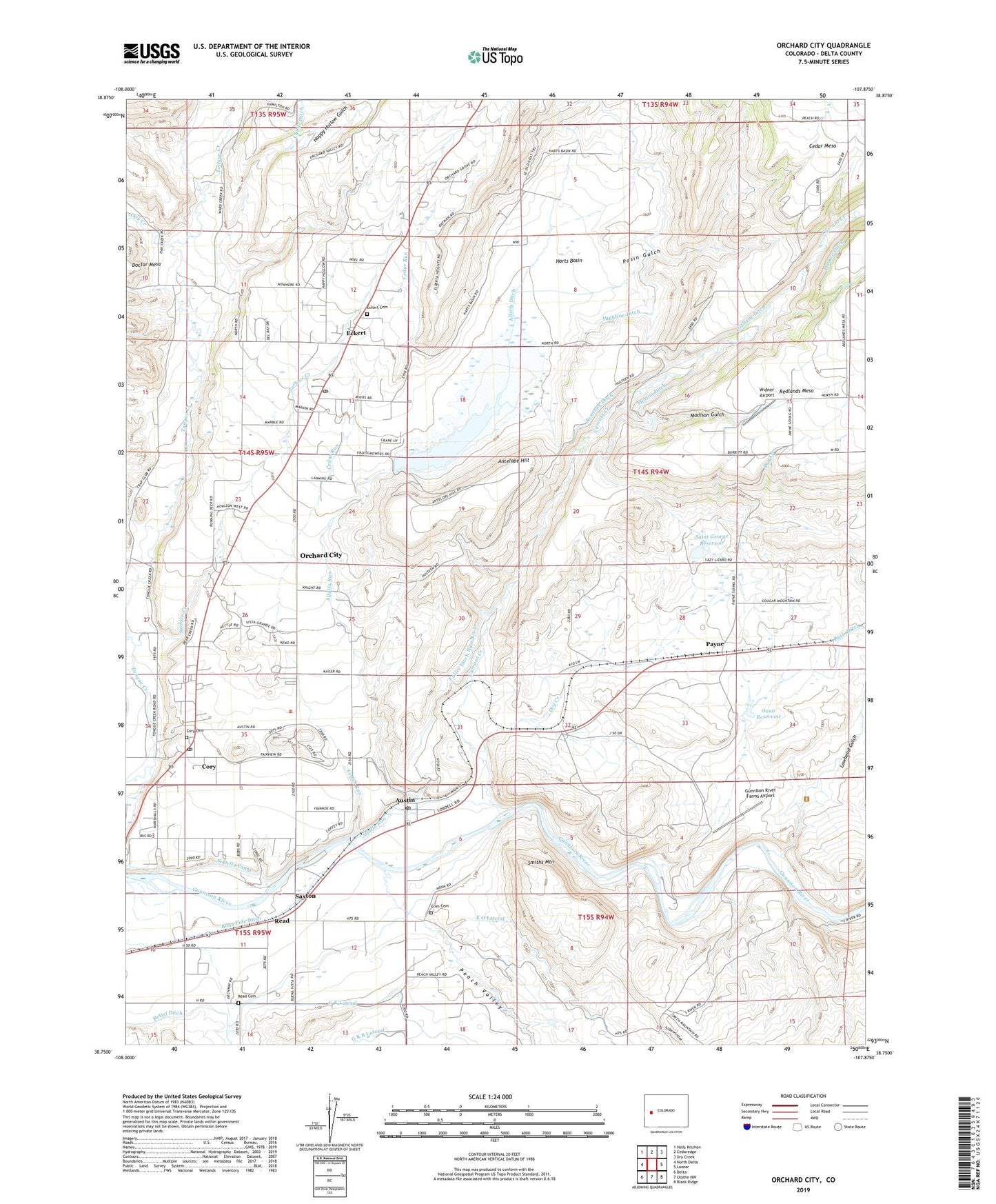 Orchard City Colorado US Topo Map Image