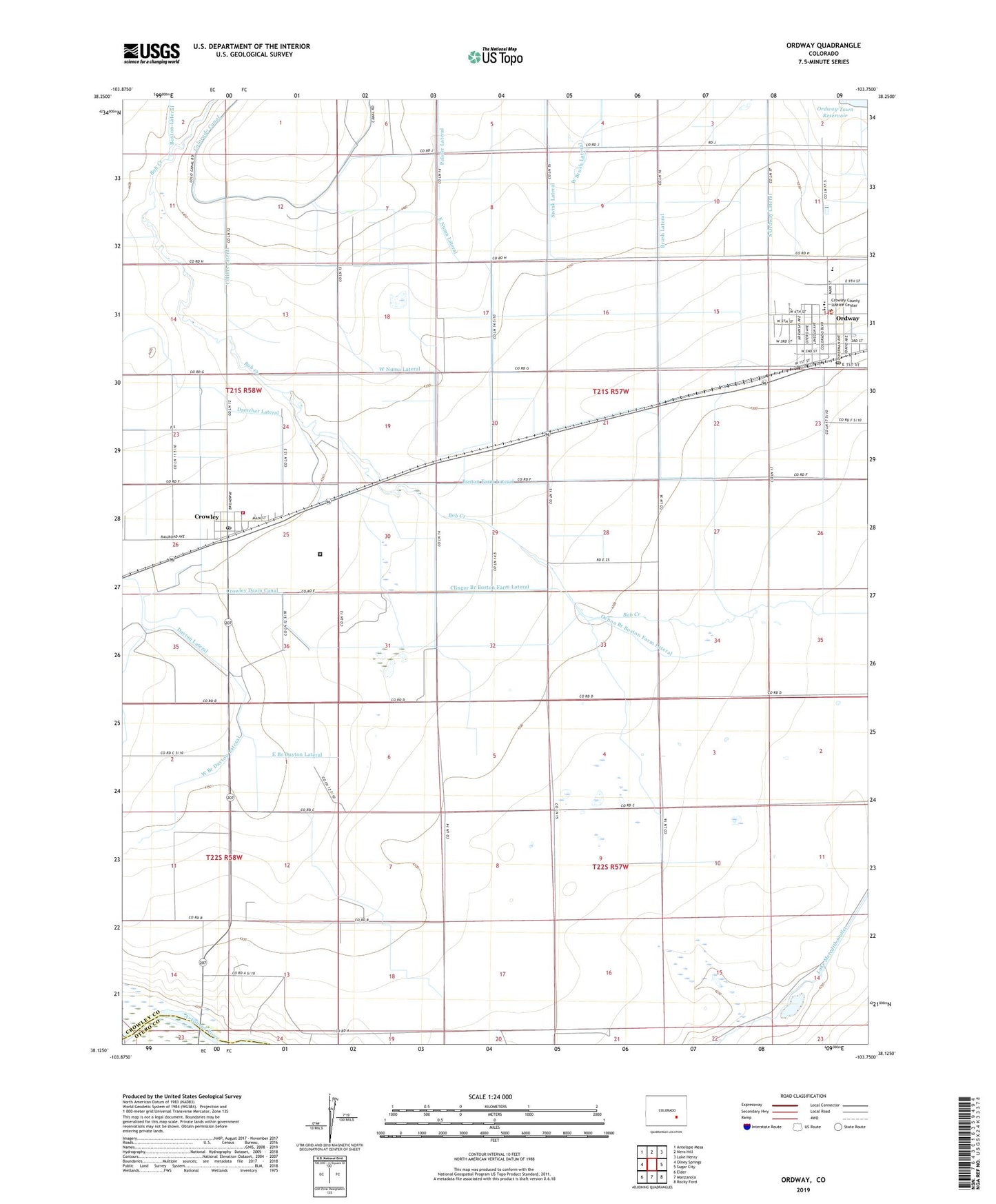 Ordway Colorado US Topo Map Image