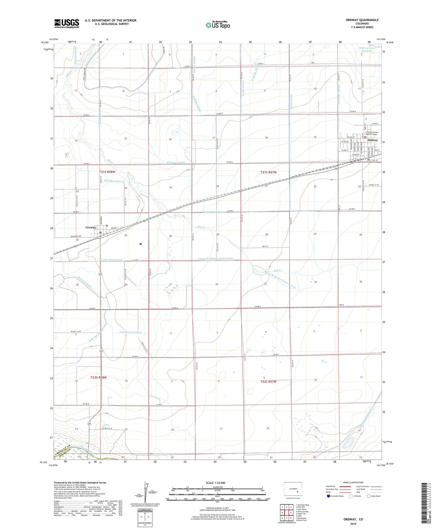 Ordway Colorado US Topo Map Image