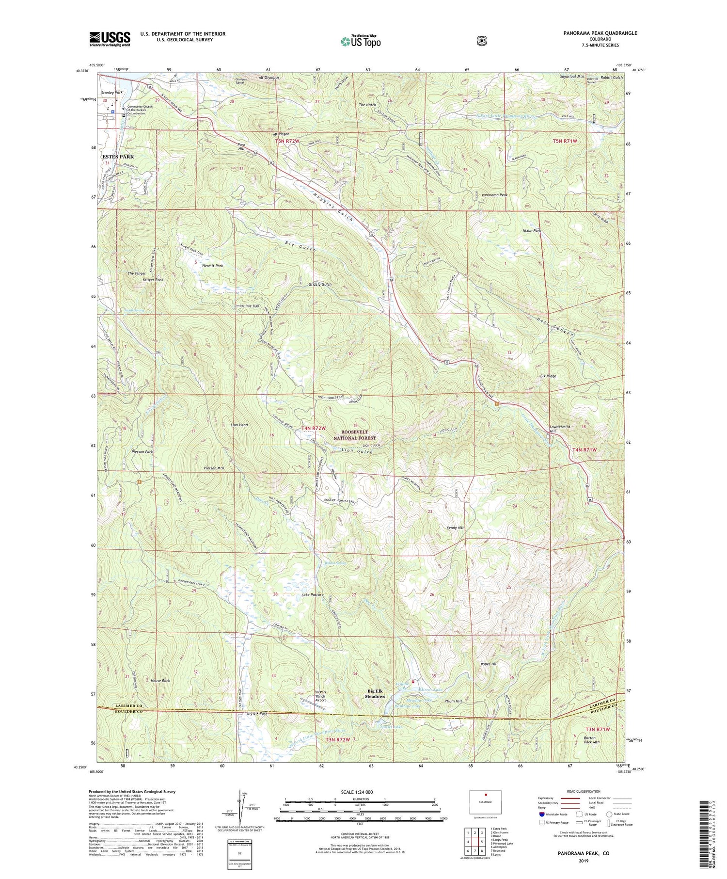 Panorama Peak Colorado US Topo Map Image