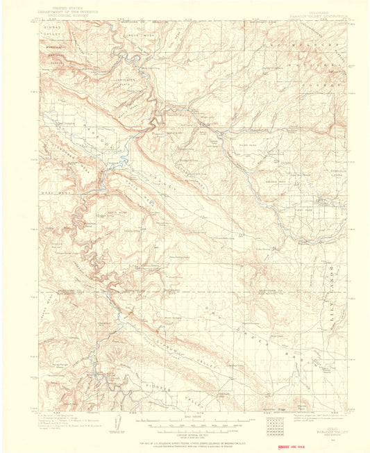 Historic 1916 Paradox Valley Colorado 30'x30' Topo Map Image