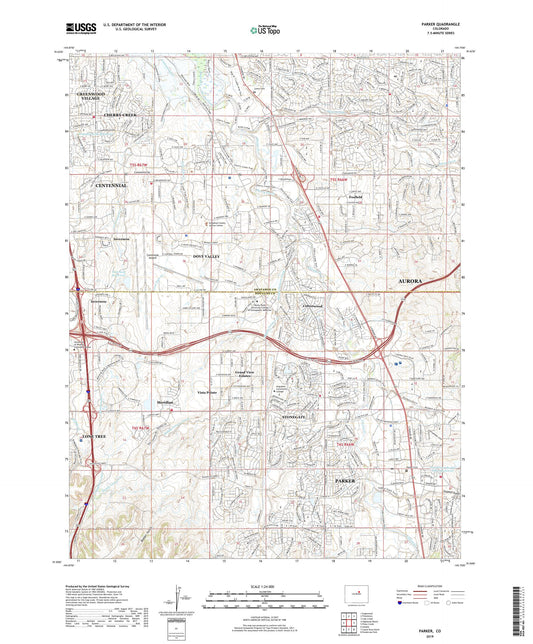 Parker Colorado US Topo Map Image
