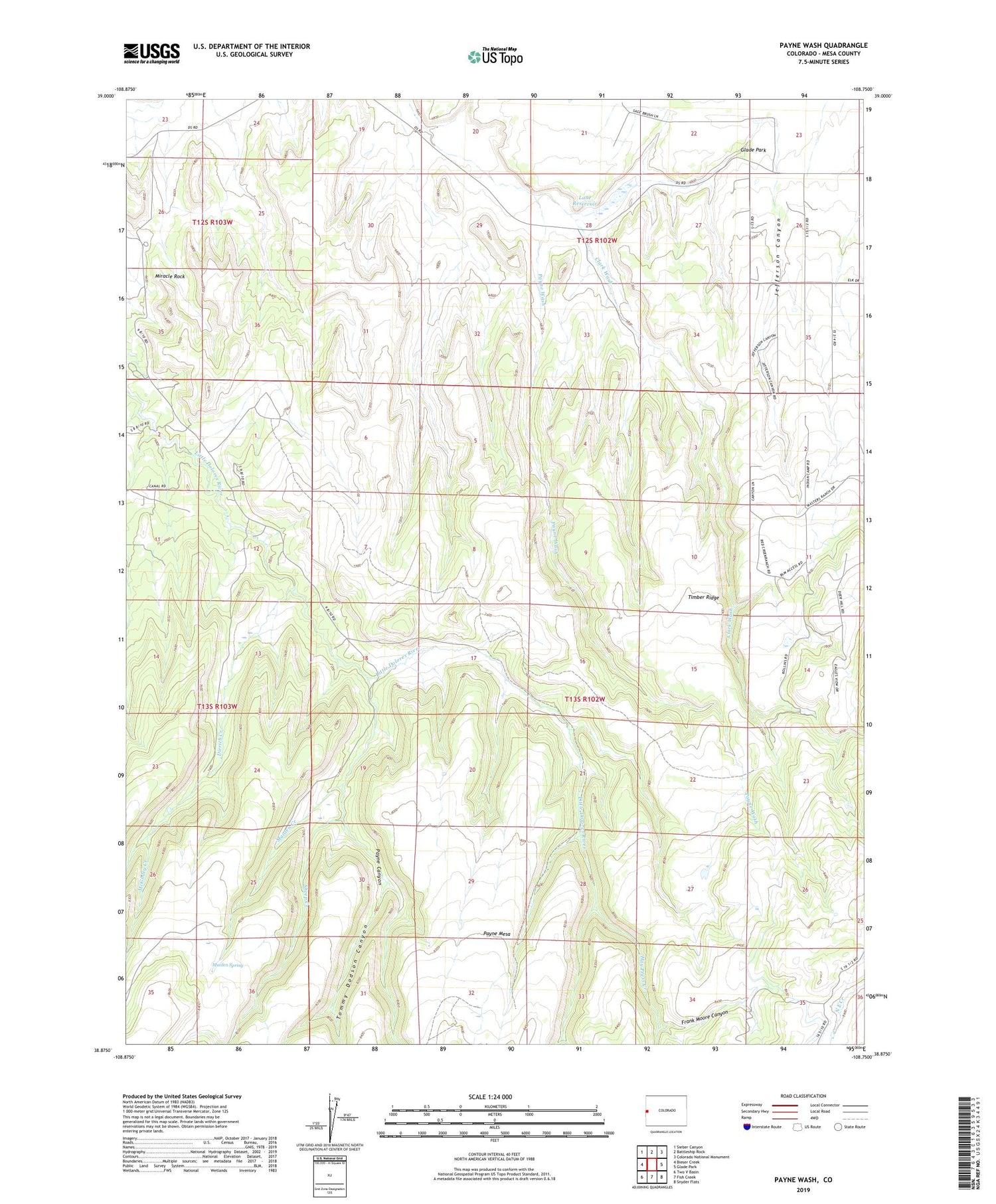 Payne Wash Colorado US Topo Map Image