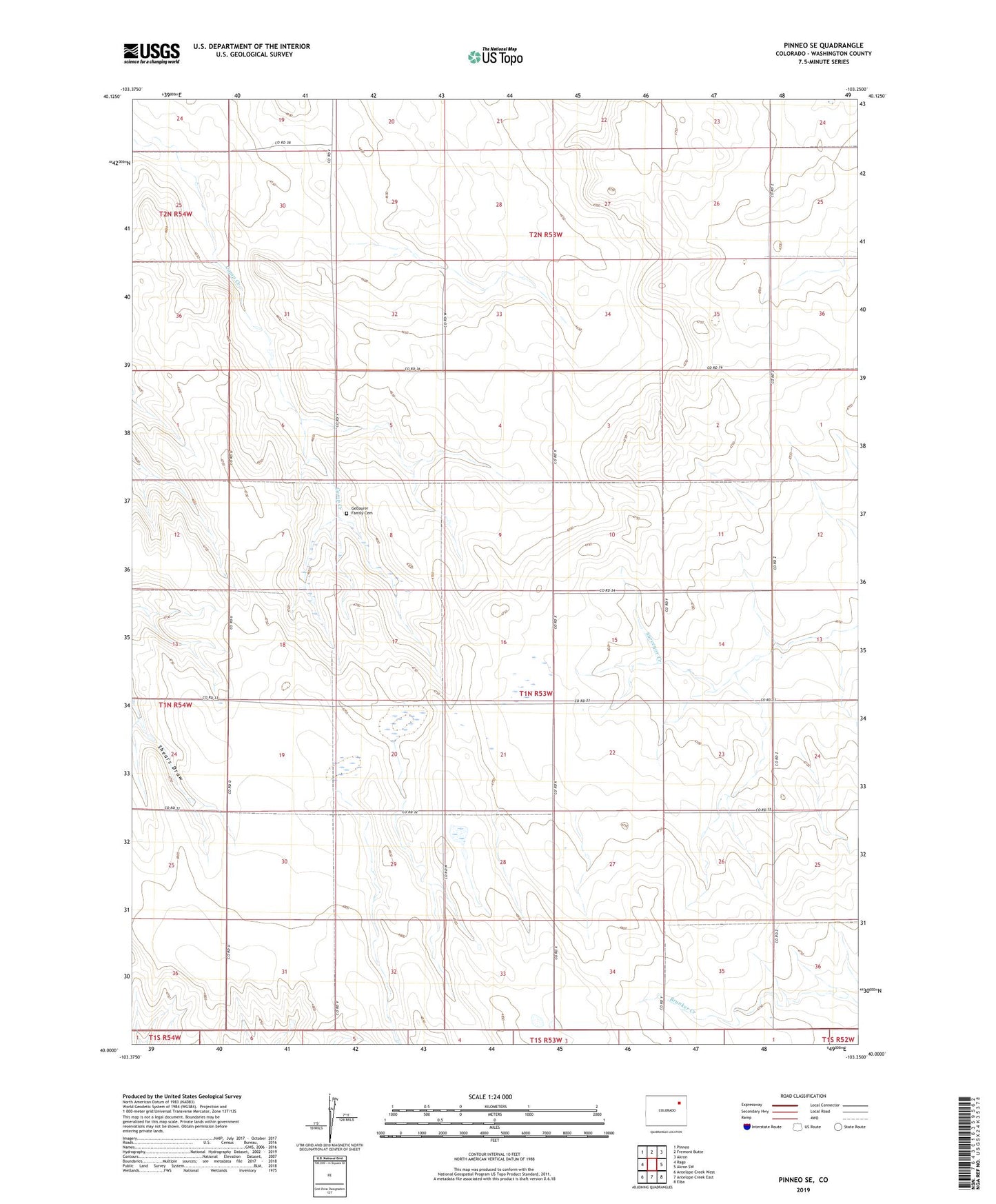 Pinneo SE Colorado US Topo Map Image