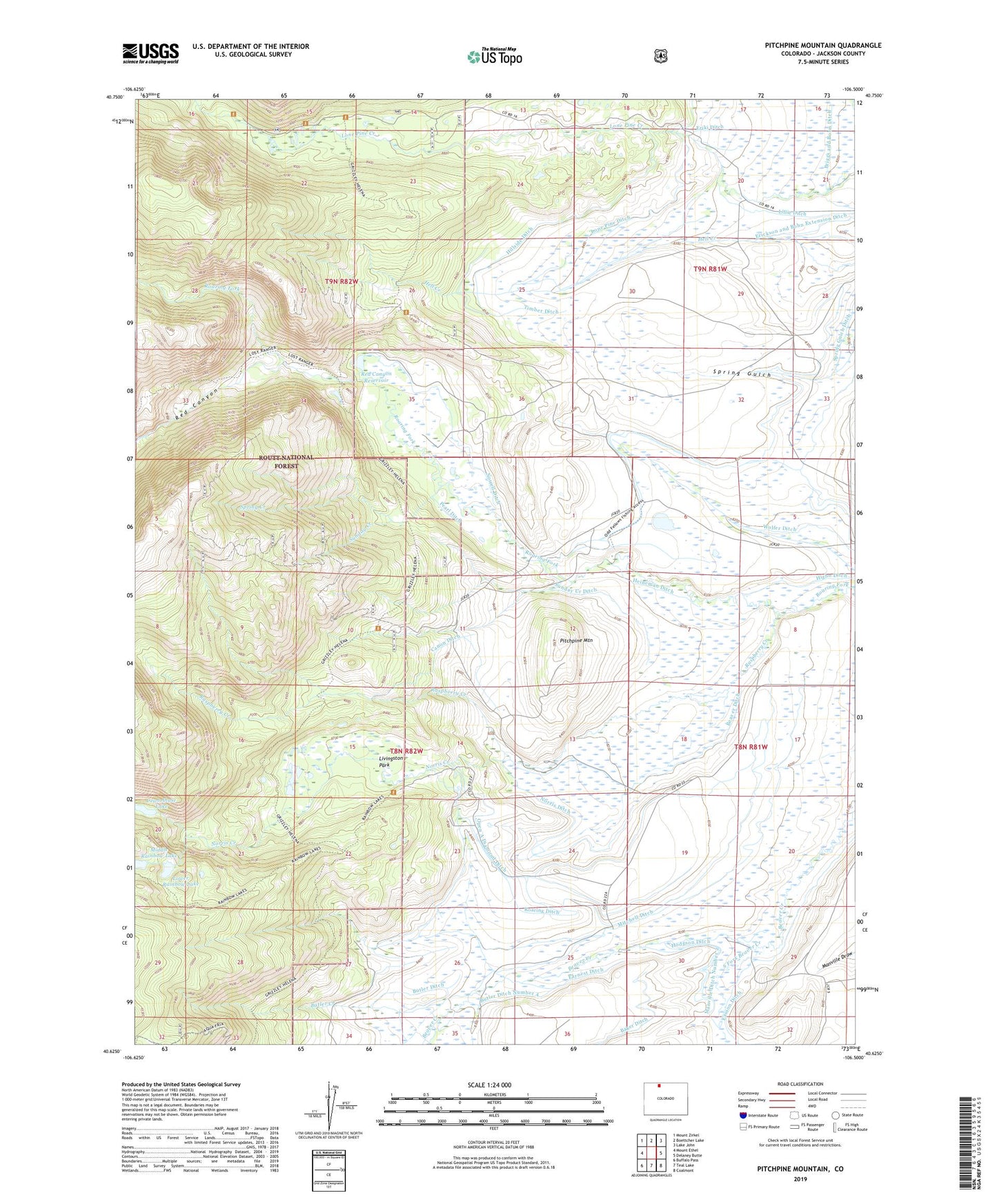 Pitchpine Mountain Colorado US Topo Map Image
