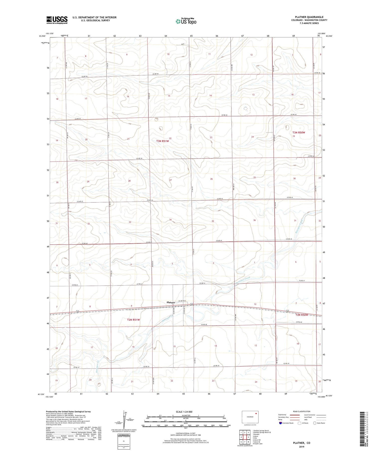 Platner Colorado US Topo Map Image