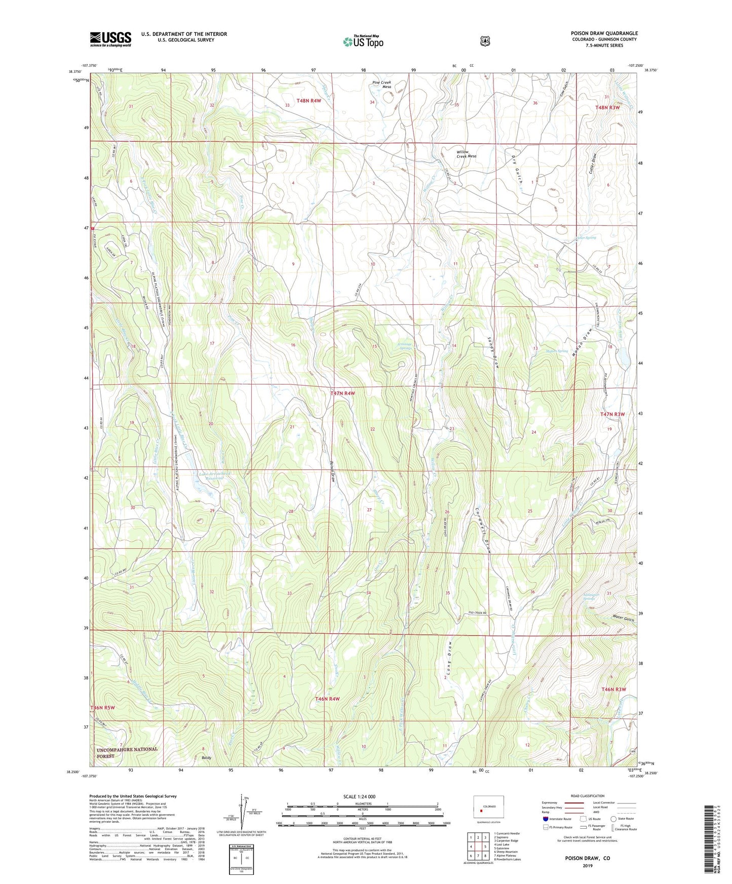 Poison Draw Colorado US Topo Map Image