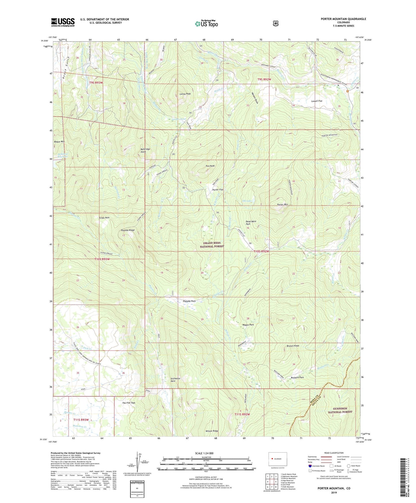 Porter Mountain Colorado US Topo Map Image