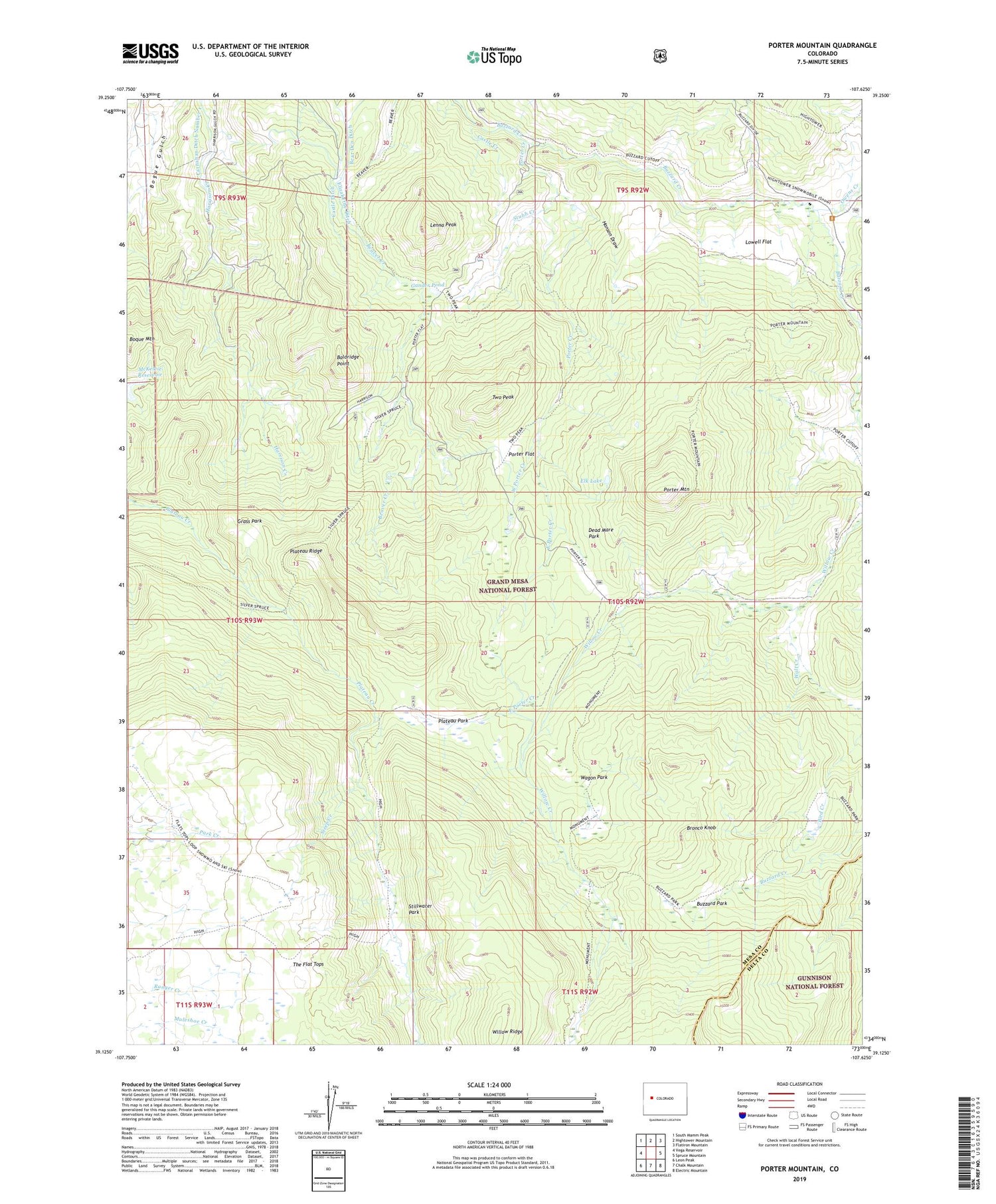Porter Mountain Colorado US Topo Map Image