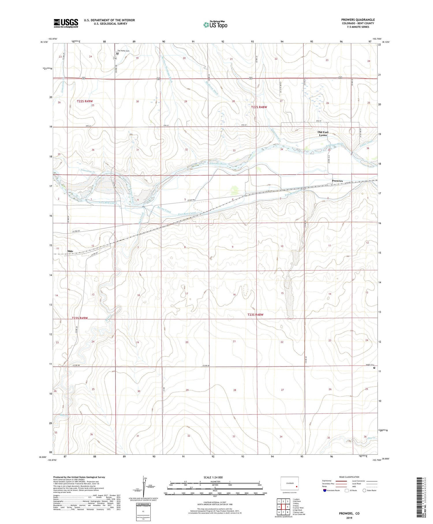 Prowers Colorado US Topo Map Image