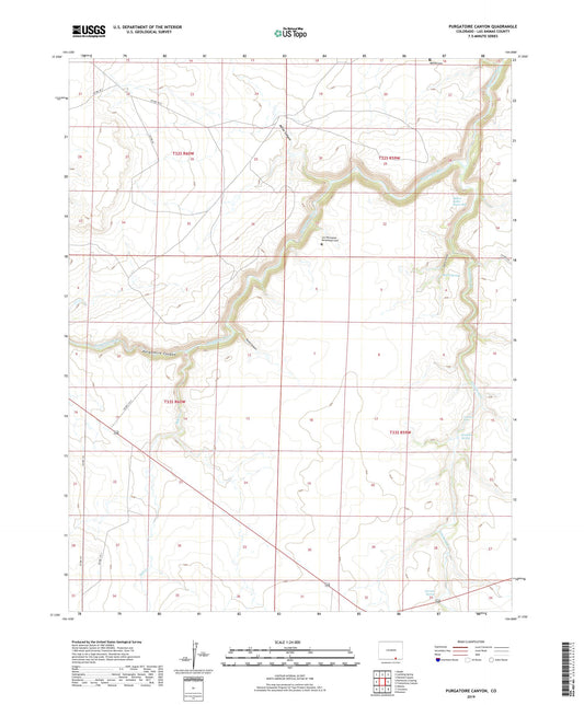 Purgatoire Canyon Colorado US Topo Map Image
