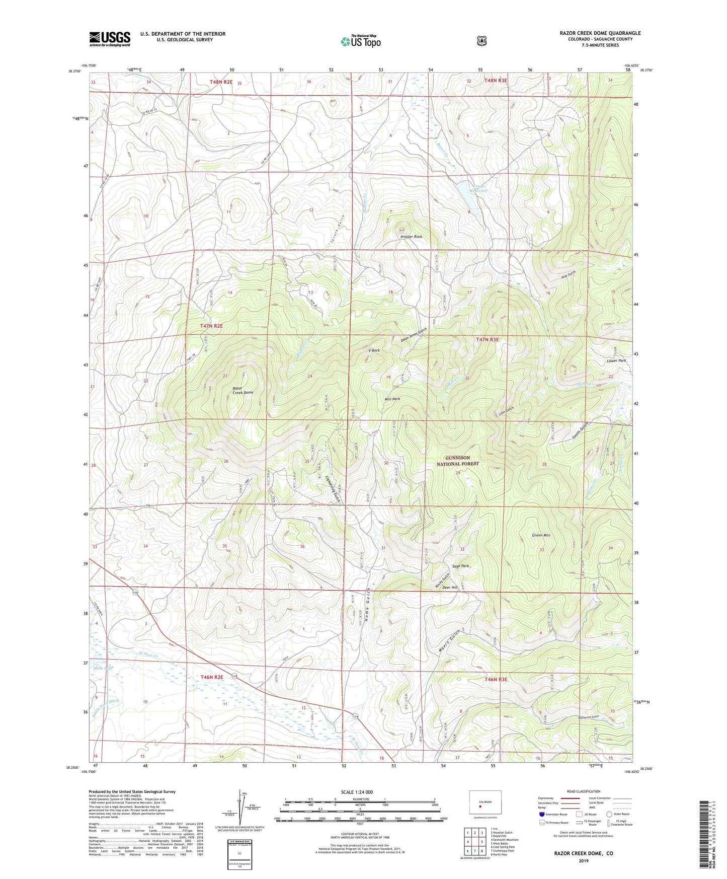 Razor Creek Dome Colorado US Topo Map Image
