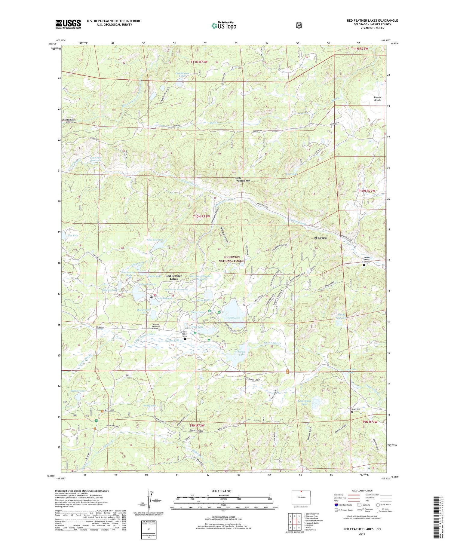 Red Feather Lakes Colorado US Topo Map Image