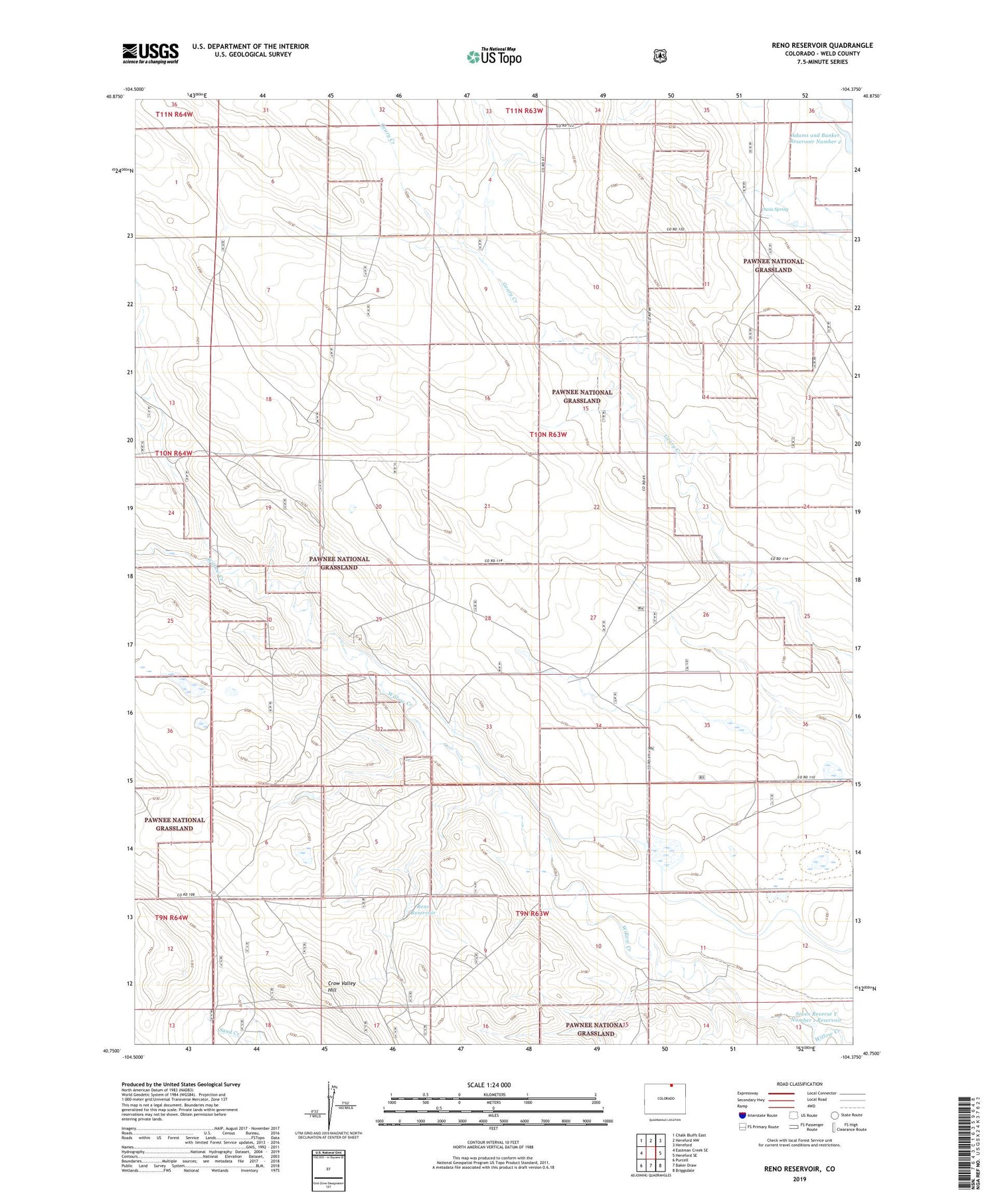 Reno Reservoir Colorado US Topo Map Image