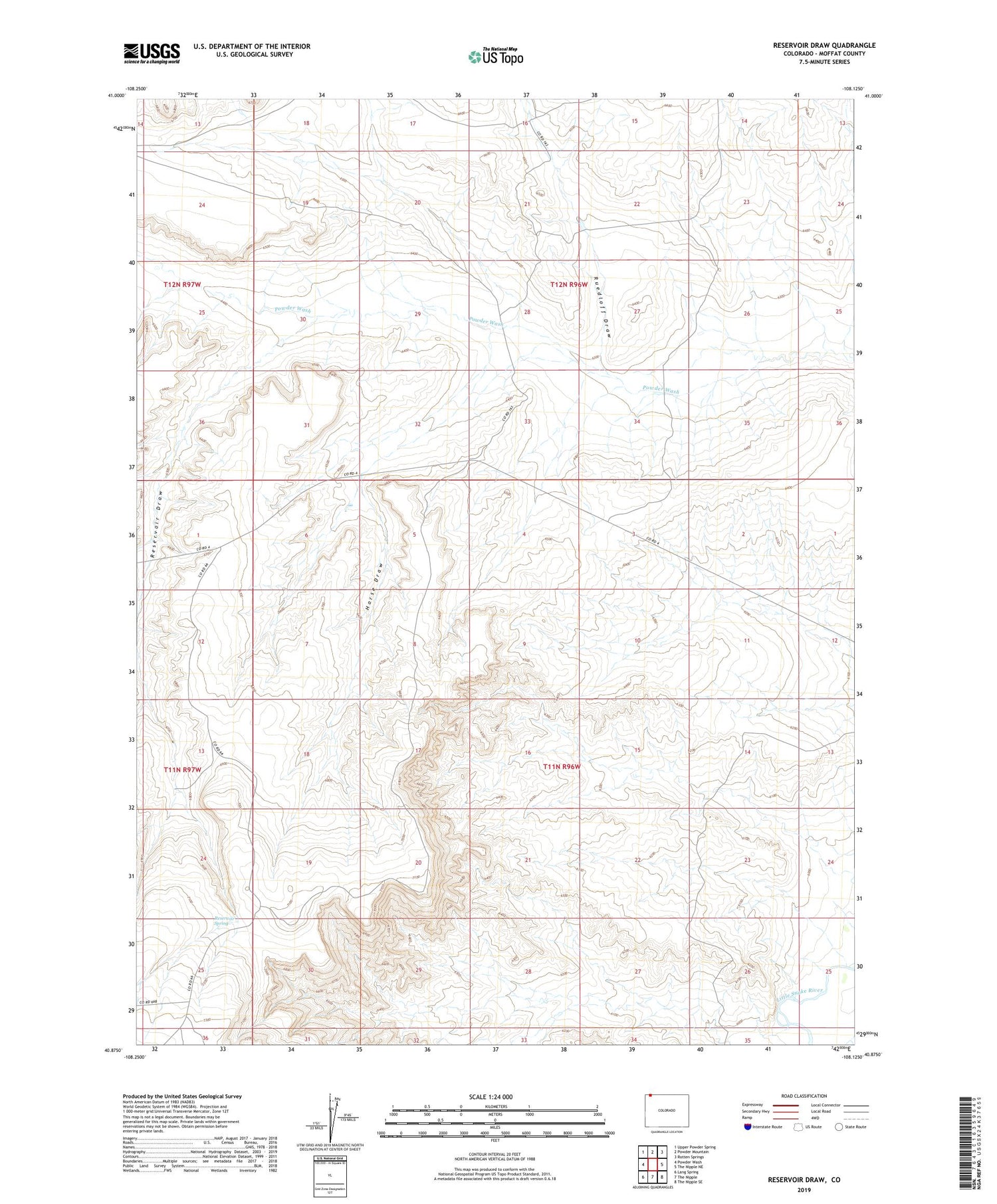 Reservoir Draw Colorado US Topo Map Image