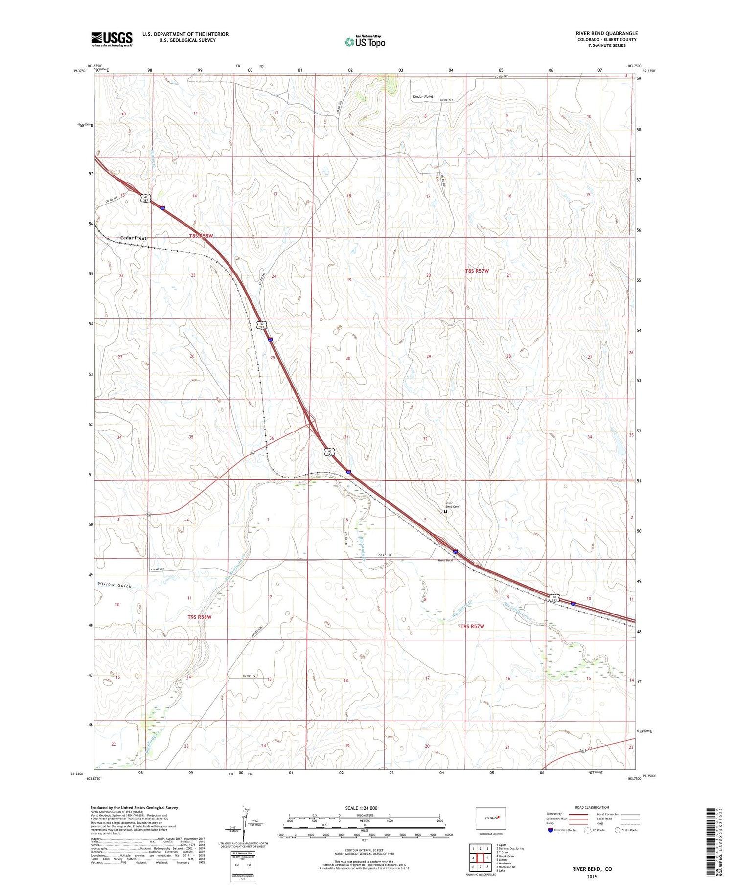 River Bend Colorado US Topo Map Image