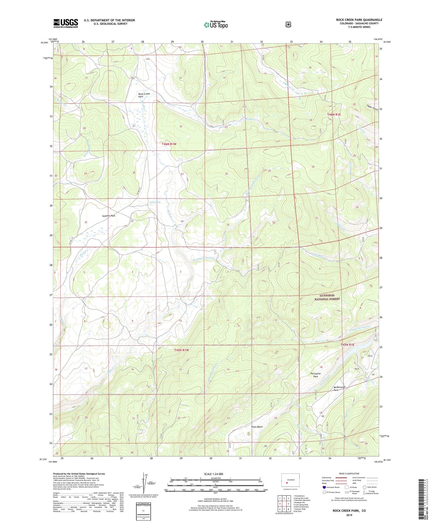 Rock Creek Park Colorado US Topo Map Image