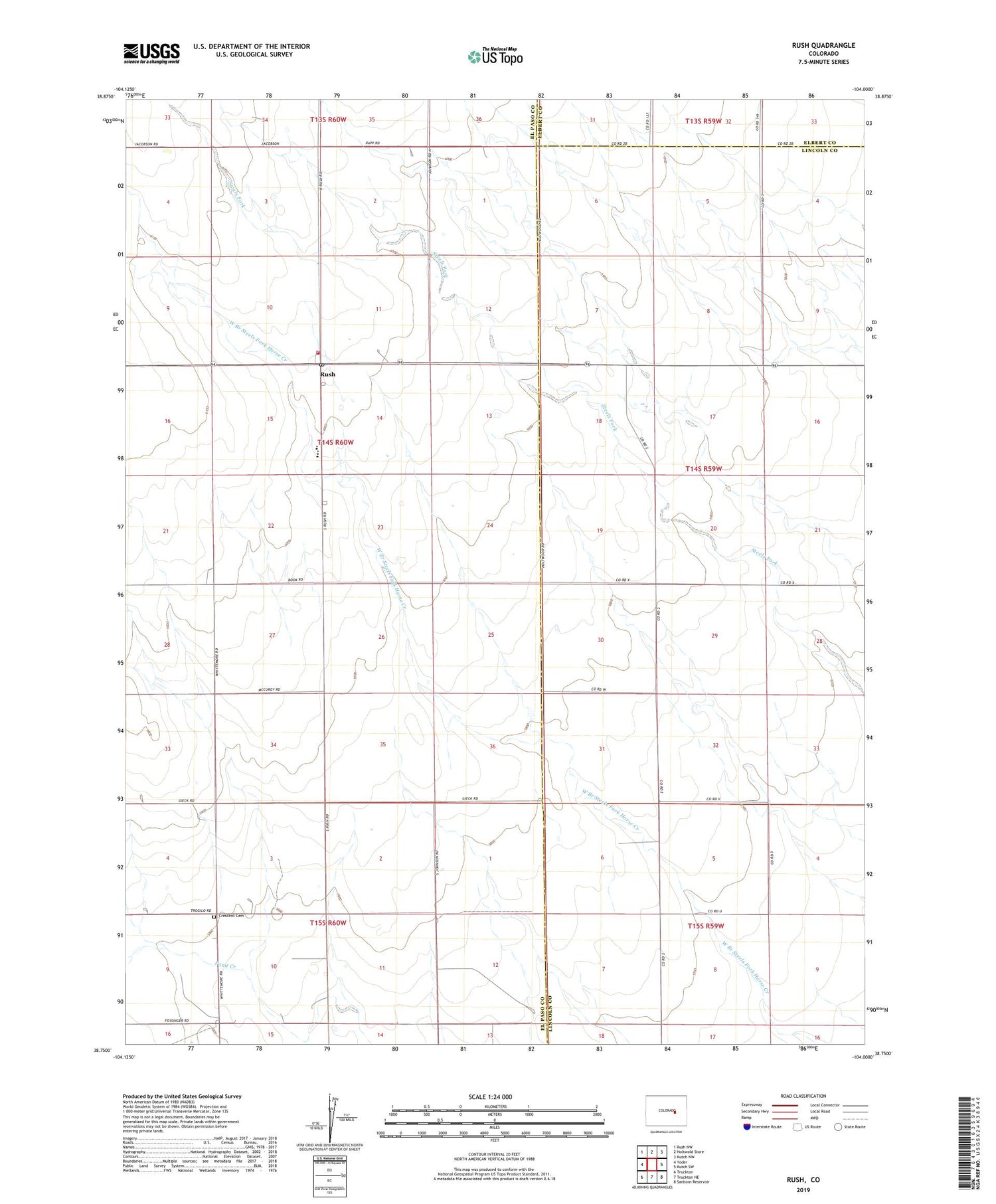 Rush Colorado US Topo Map Image