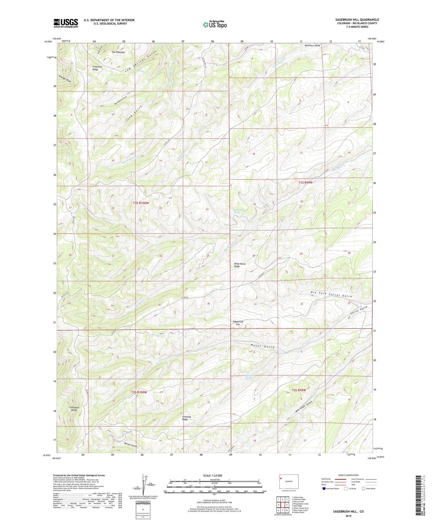 Sagebrush Hill Colorado US Topo Map Image