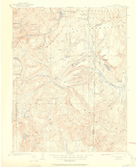 Historic 1907 San Cristobai Colorado 30'x30' Topo Map Image