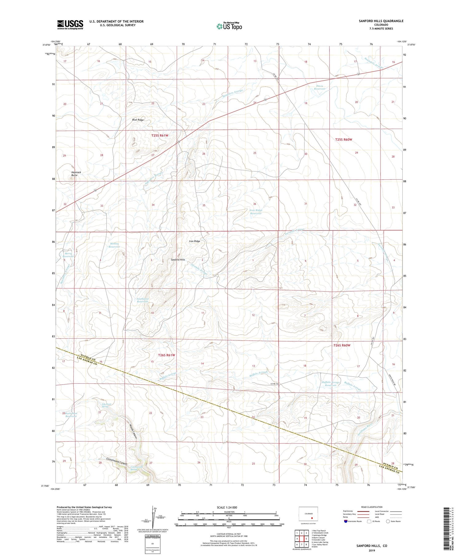 Sanford Hills Colorado US Topo Map Image