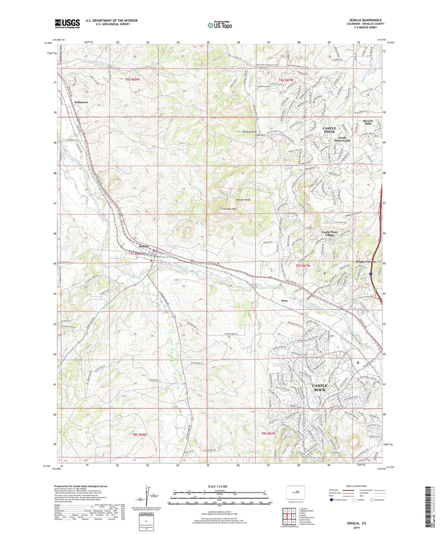 Sedalia Colorado US Topo Map Image