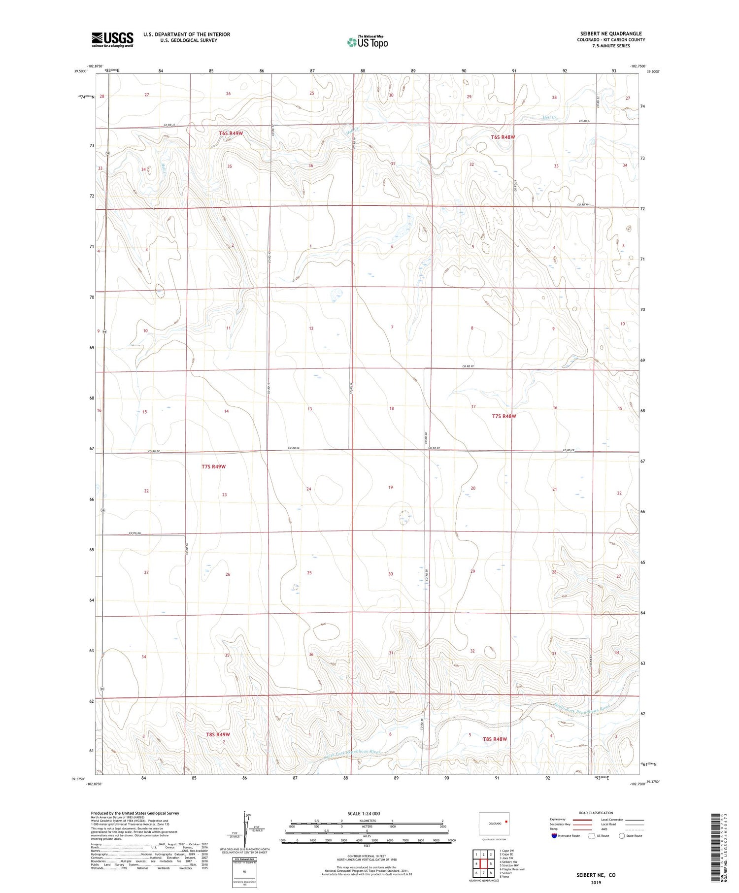 Seibert NE Colorado US Topo Map Image