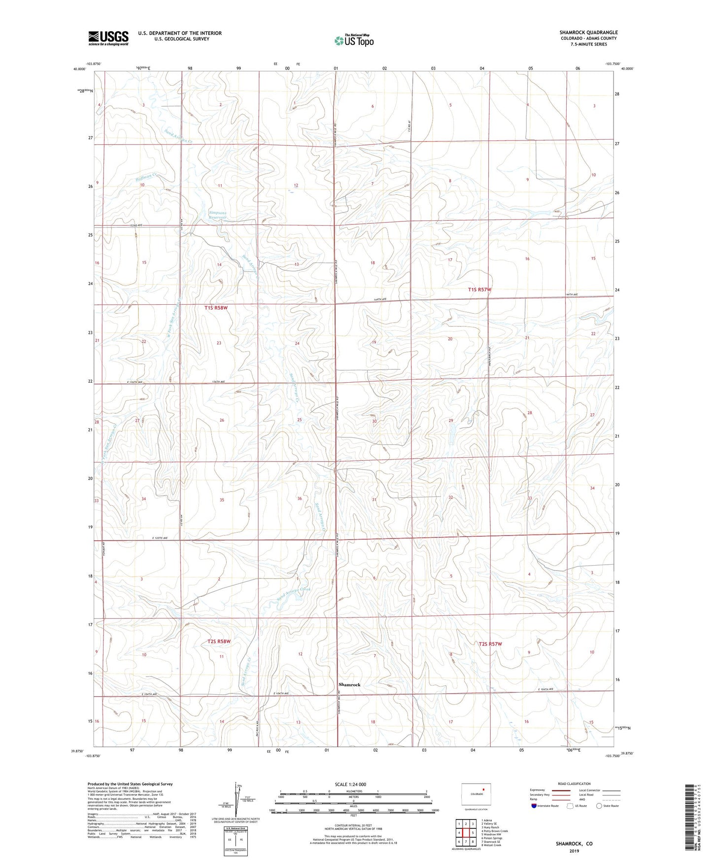 Shamrock Colorado US Topo Map Image
