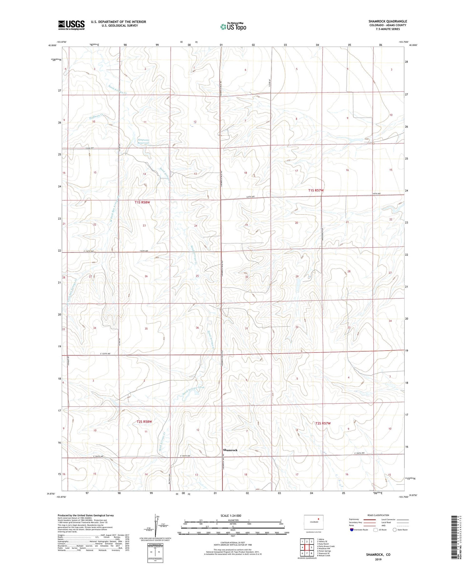 Shamrock Colorado US Topo Map Image
