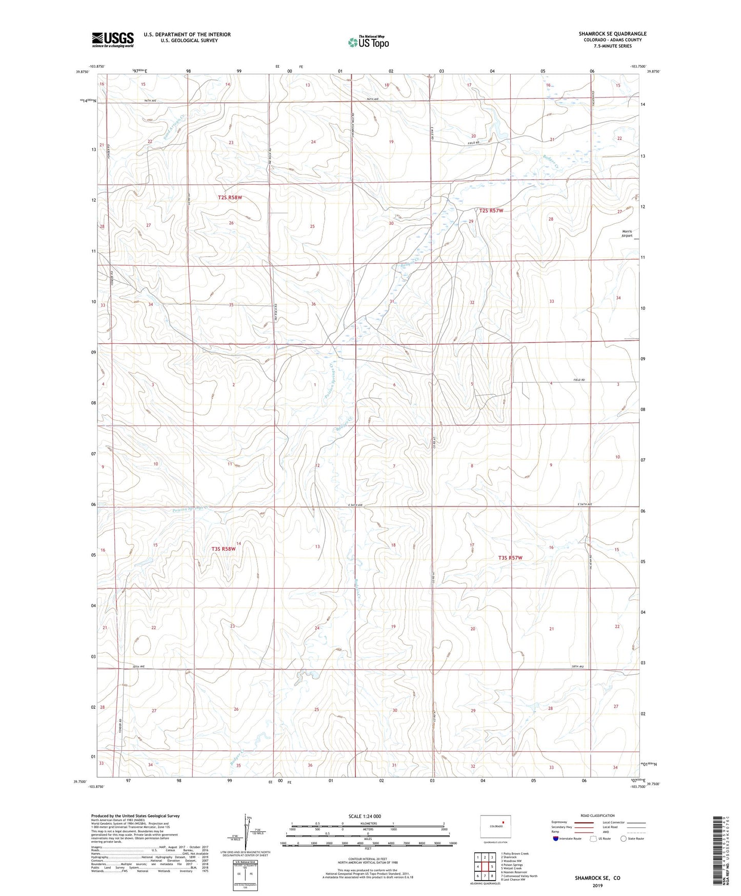 Shamrock SE Colorado US Topo Map Image