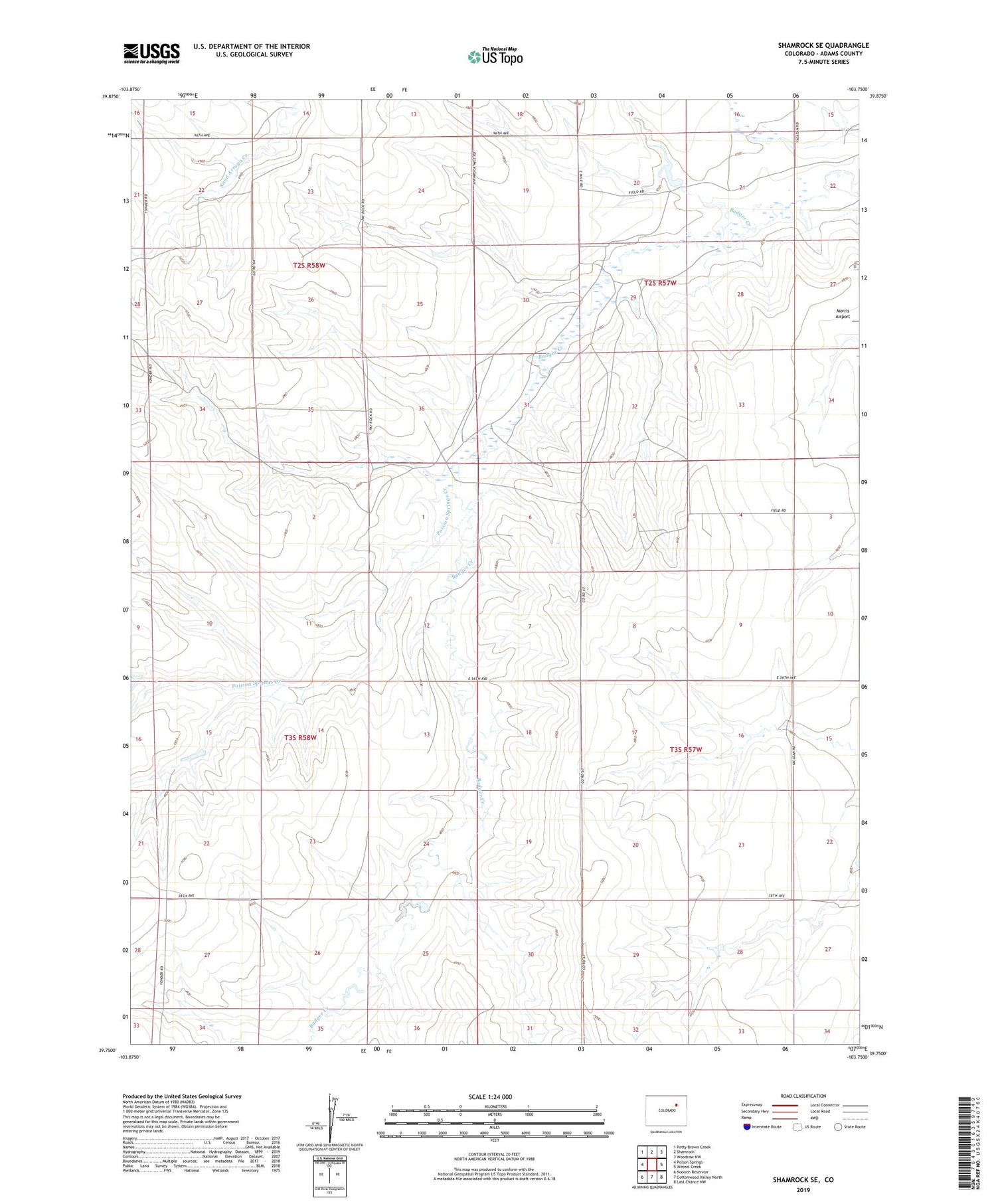 Shamrock SE Colorado US Topo Map Image