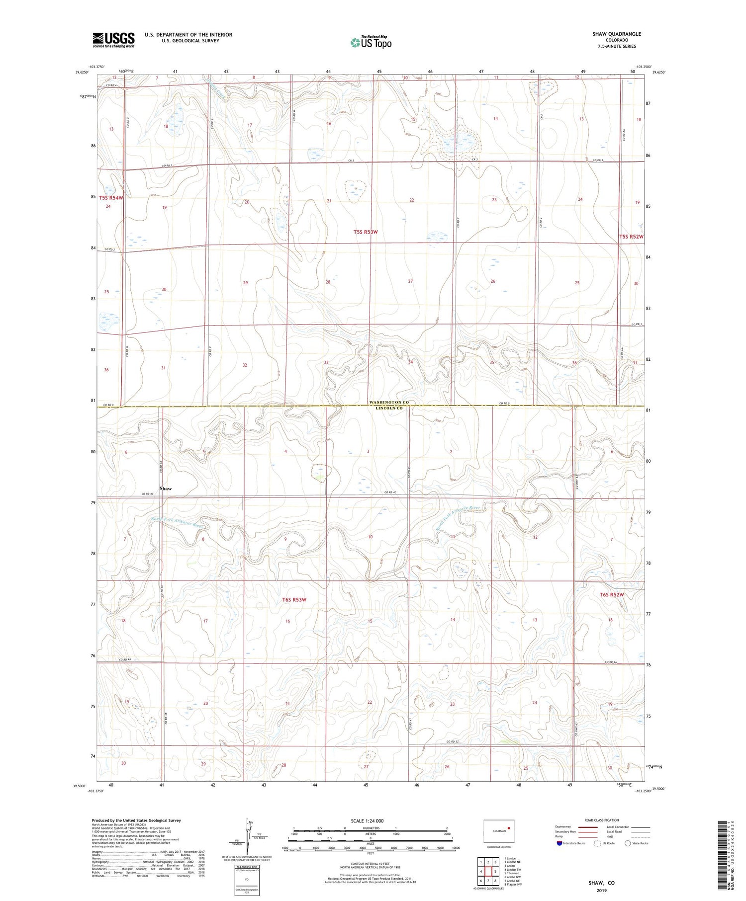 Shaw Colorado US Topo Map Image