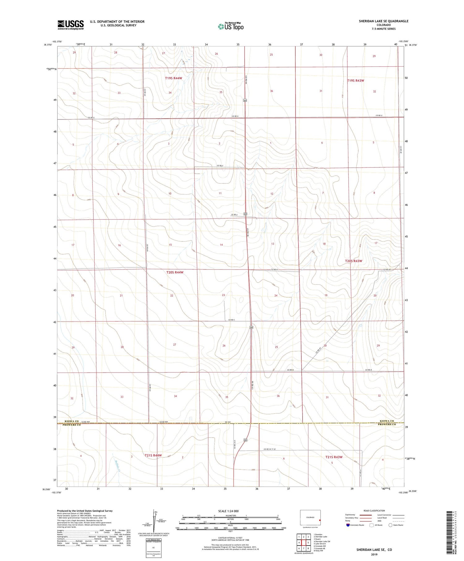 Sheridan Lake SE Colorado US Topo Map Image
