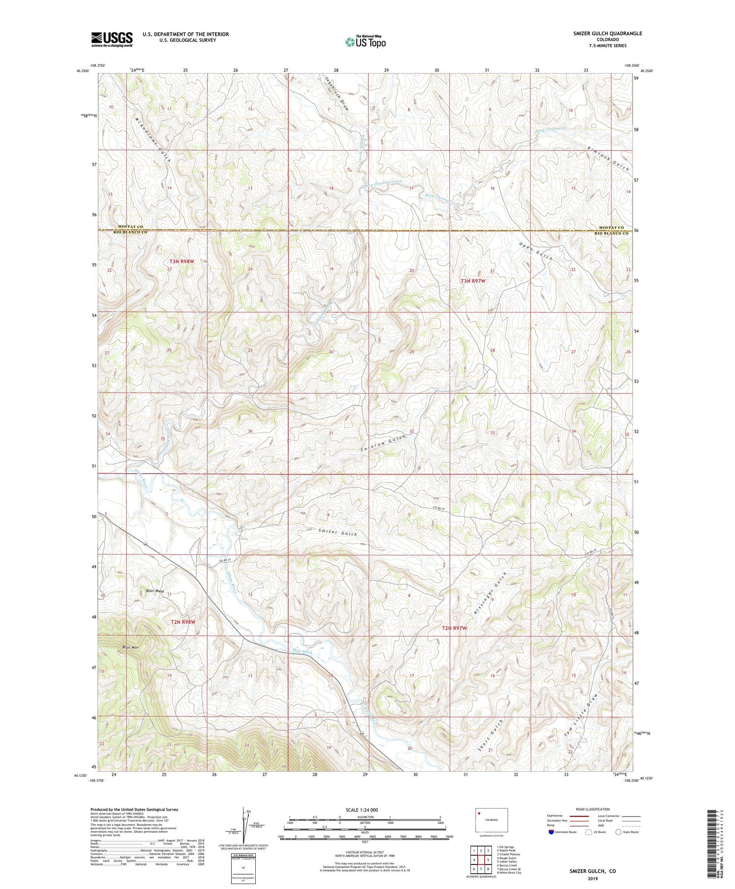 Smizer Gulch Colorado US Topo Map Image