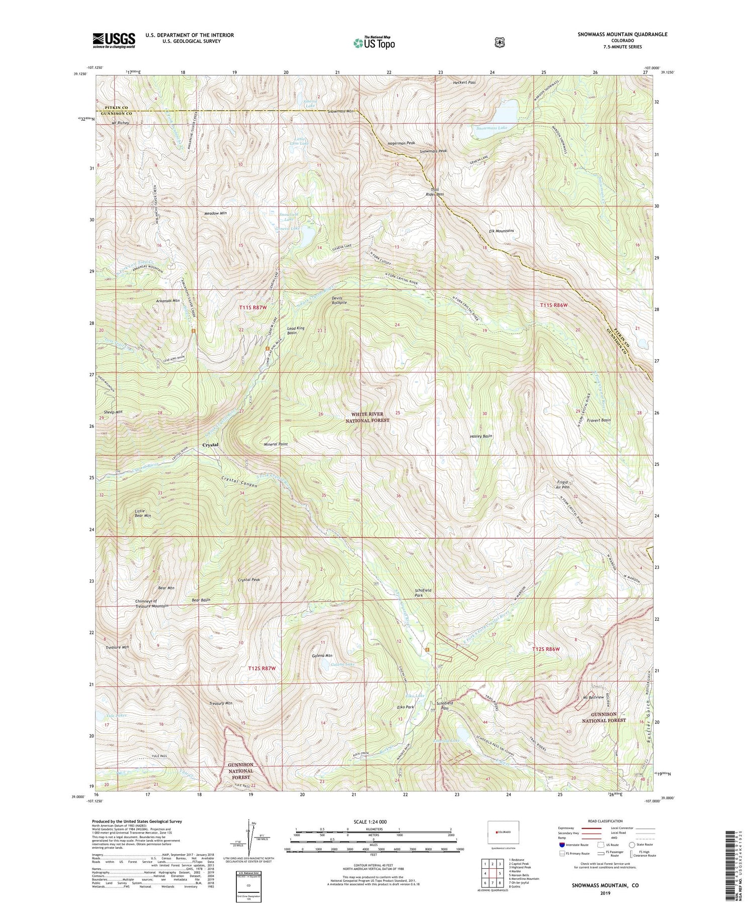 Snowmass Mountain Colorado US Topo Map Image