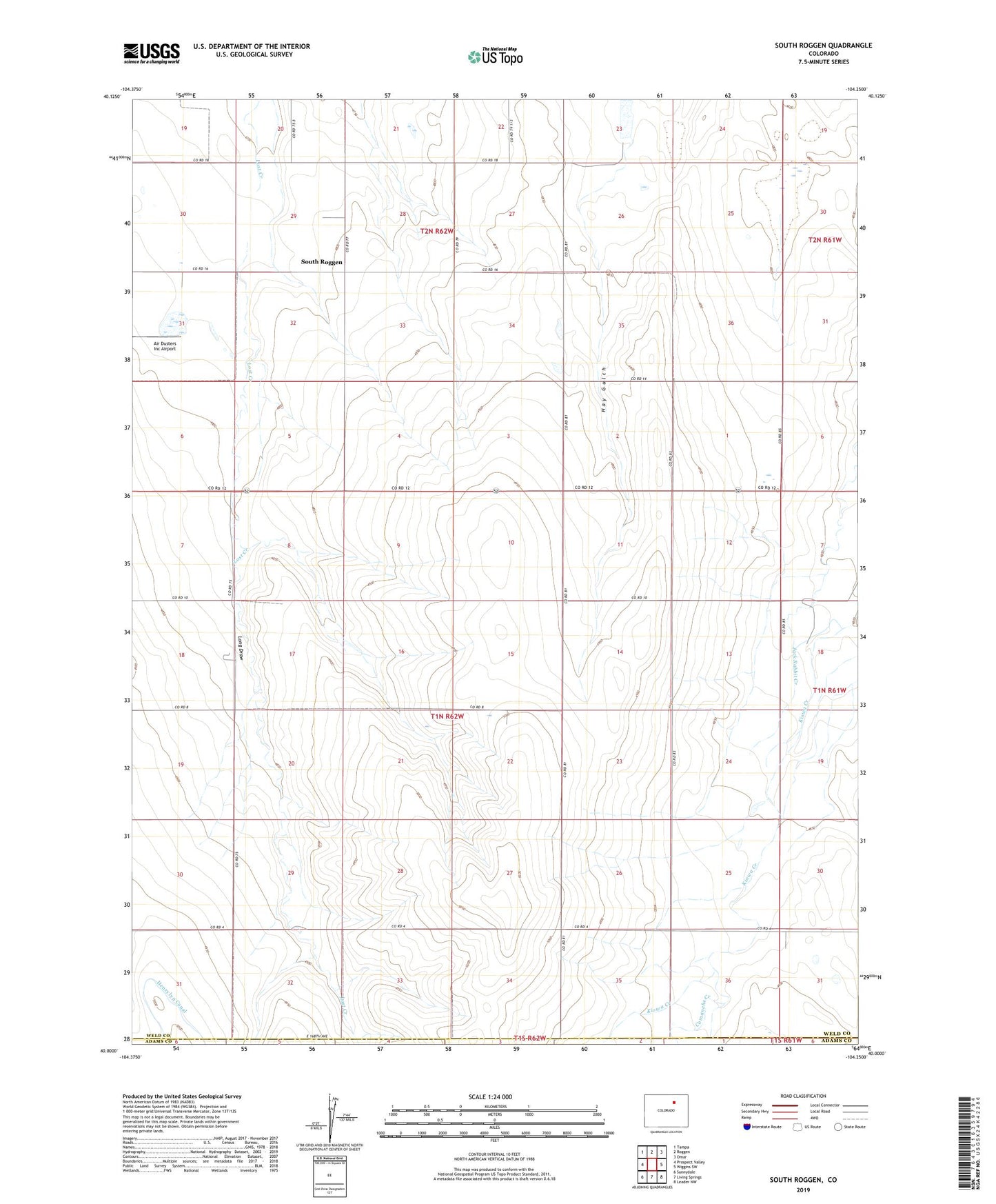 South Roggen Colorado US Topo Map Image