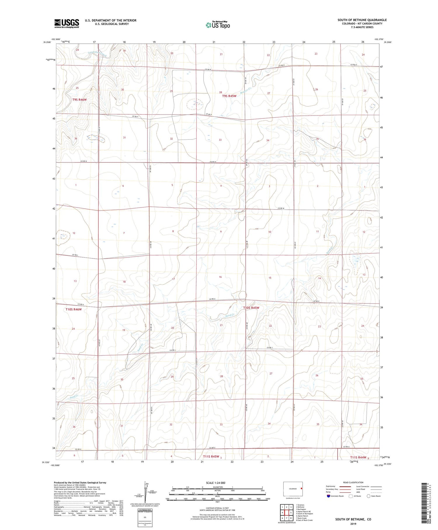 South of Bethune Colorado US Topo Map Image