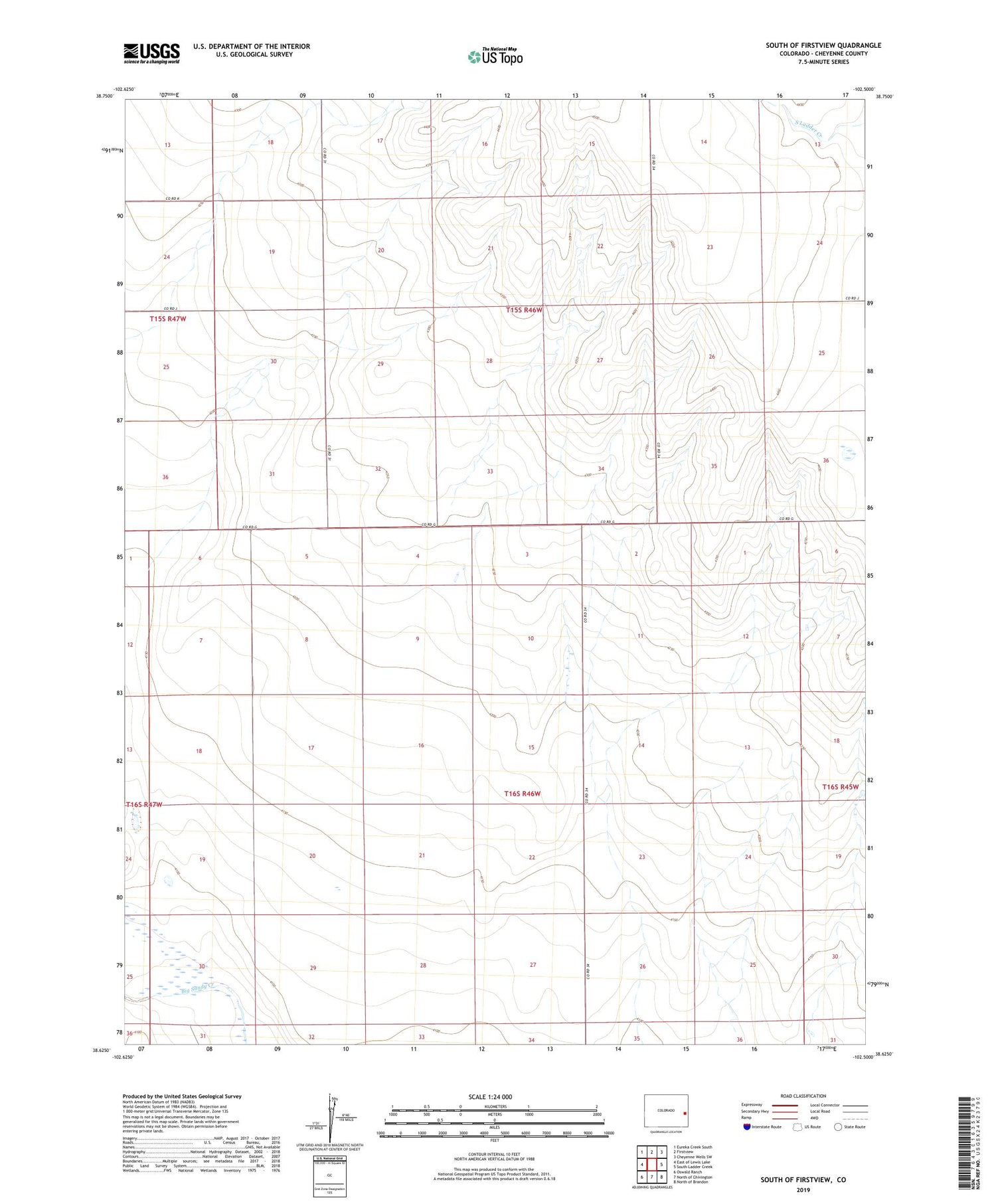 South of Firstview Colorado US Topo Map Image