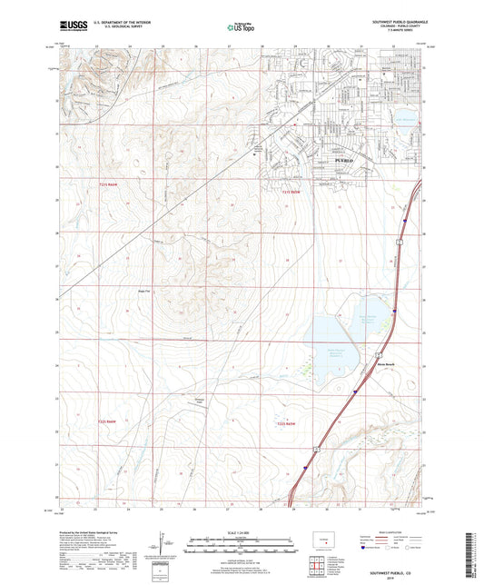 Southwest Pueblo Colorado US Topo Map Image