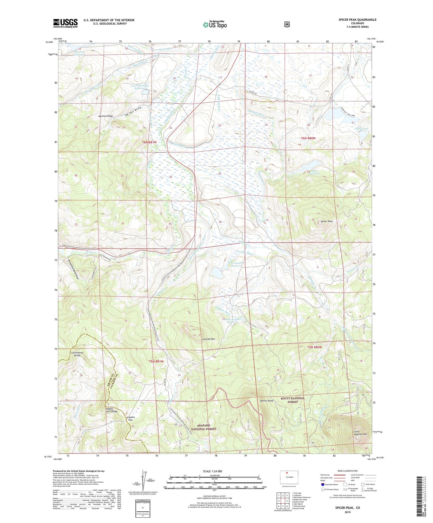 Spicer Peak Colorado US Topo Map Image