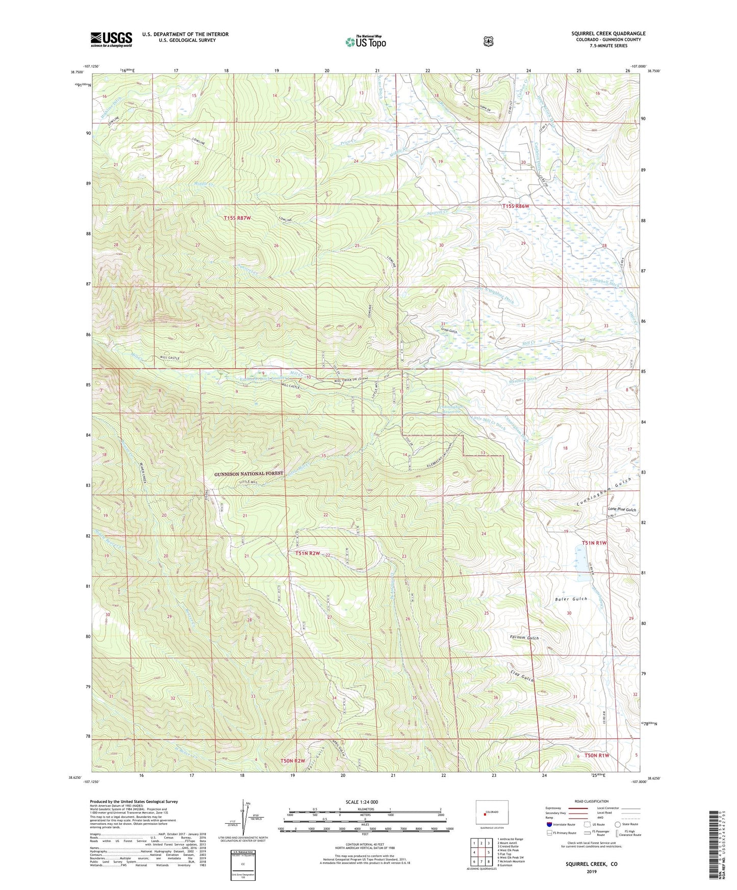 Squirrel Creek Colorado US Topo Map Image