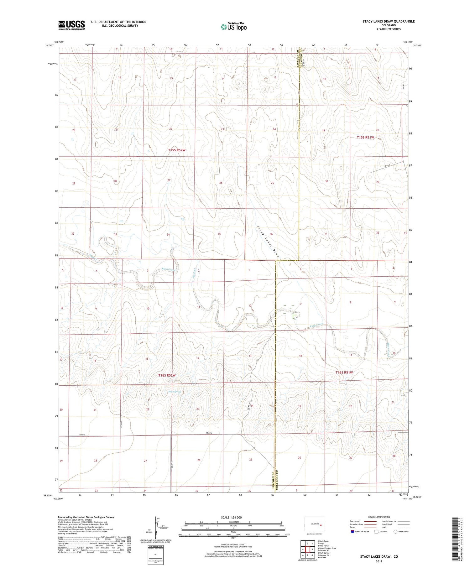 Stacy Lakes Draw Colorado US Topo Map Image