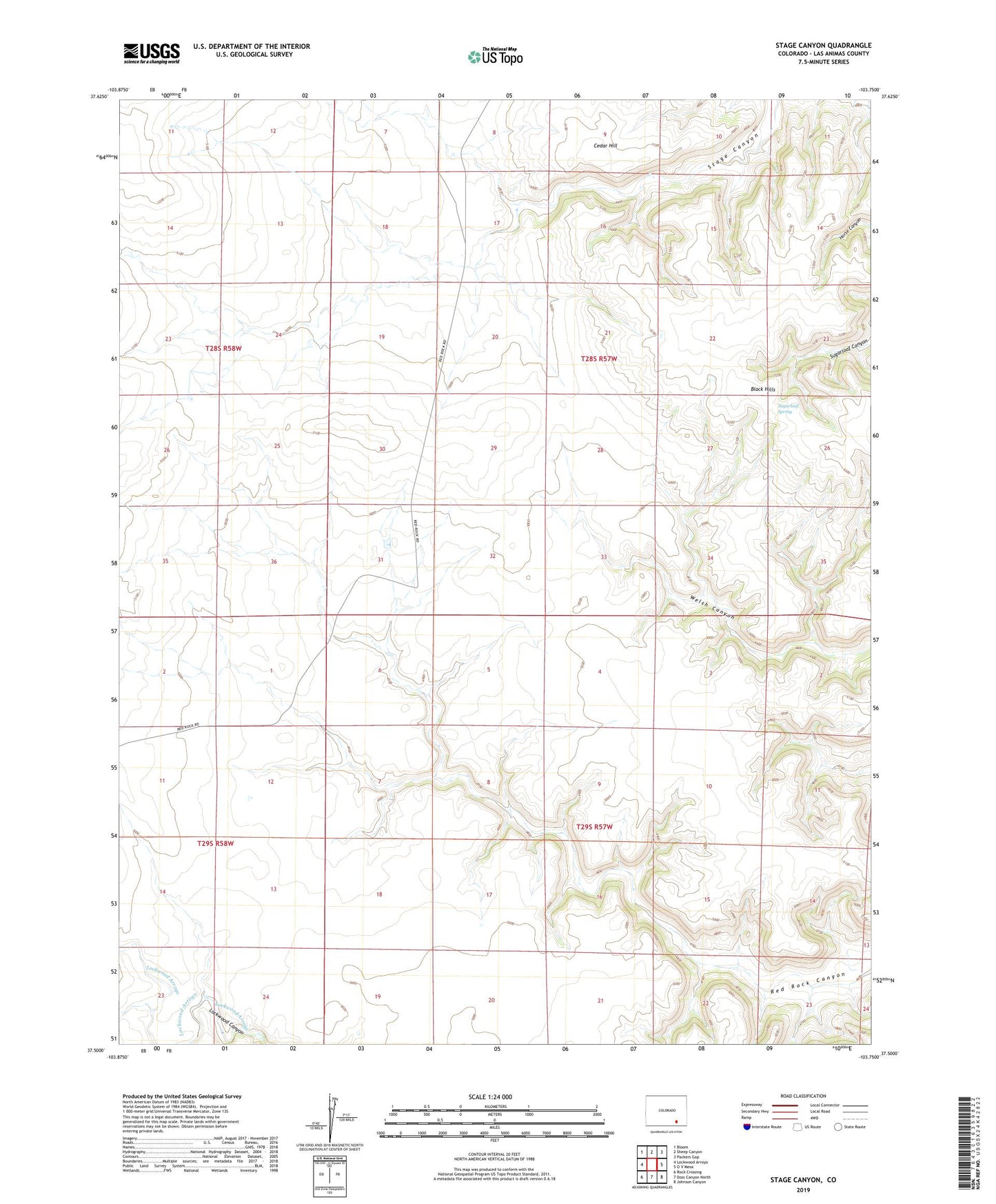 Stage Canyon Colorado US Topo Map Image