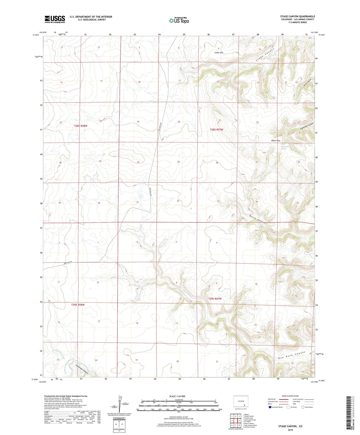 Stage Canyon Colorado US Topo Map Image