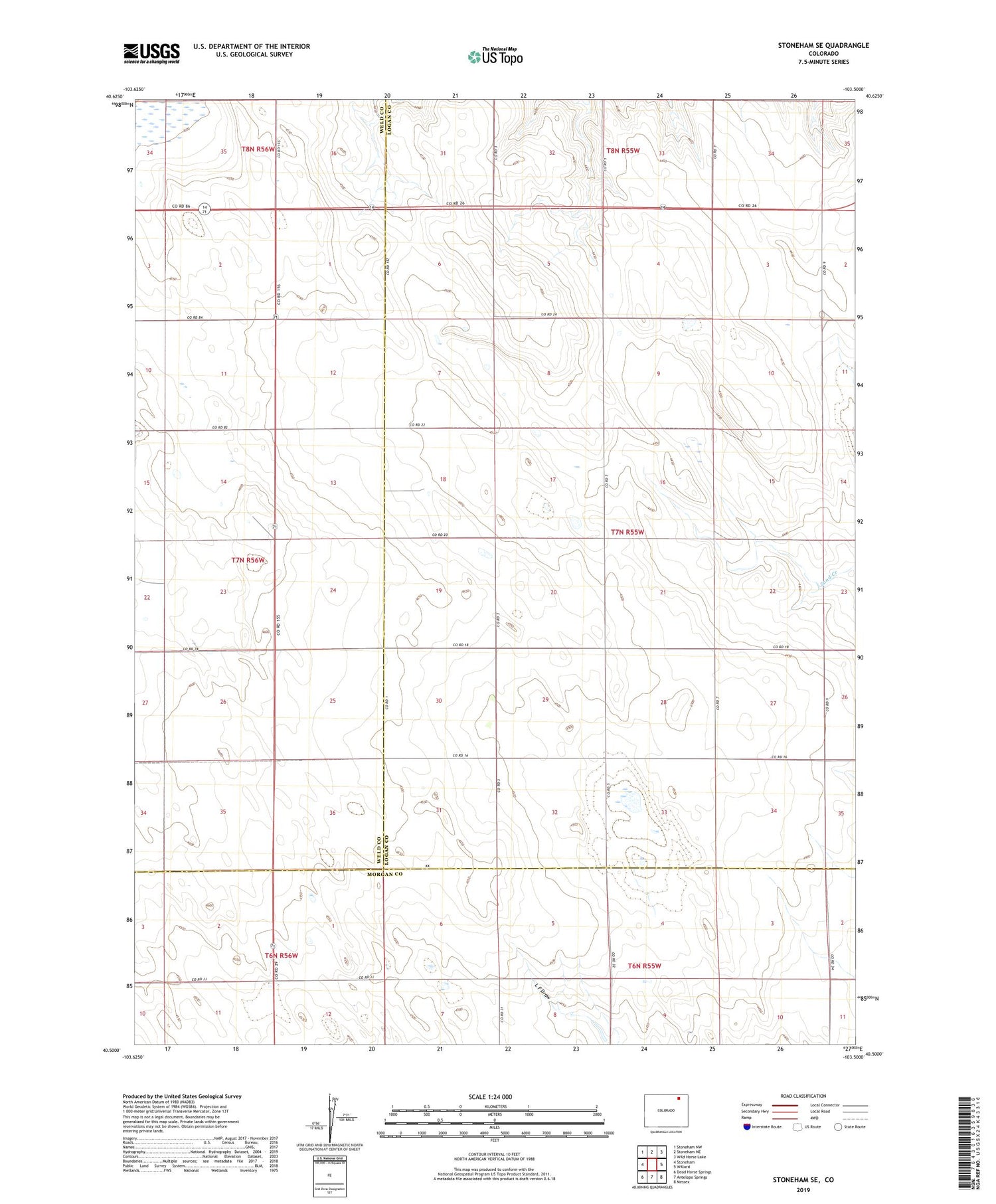 Stoneham SE Colorado US Topo Map Image