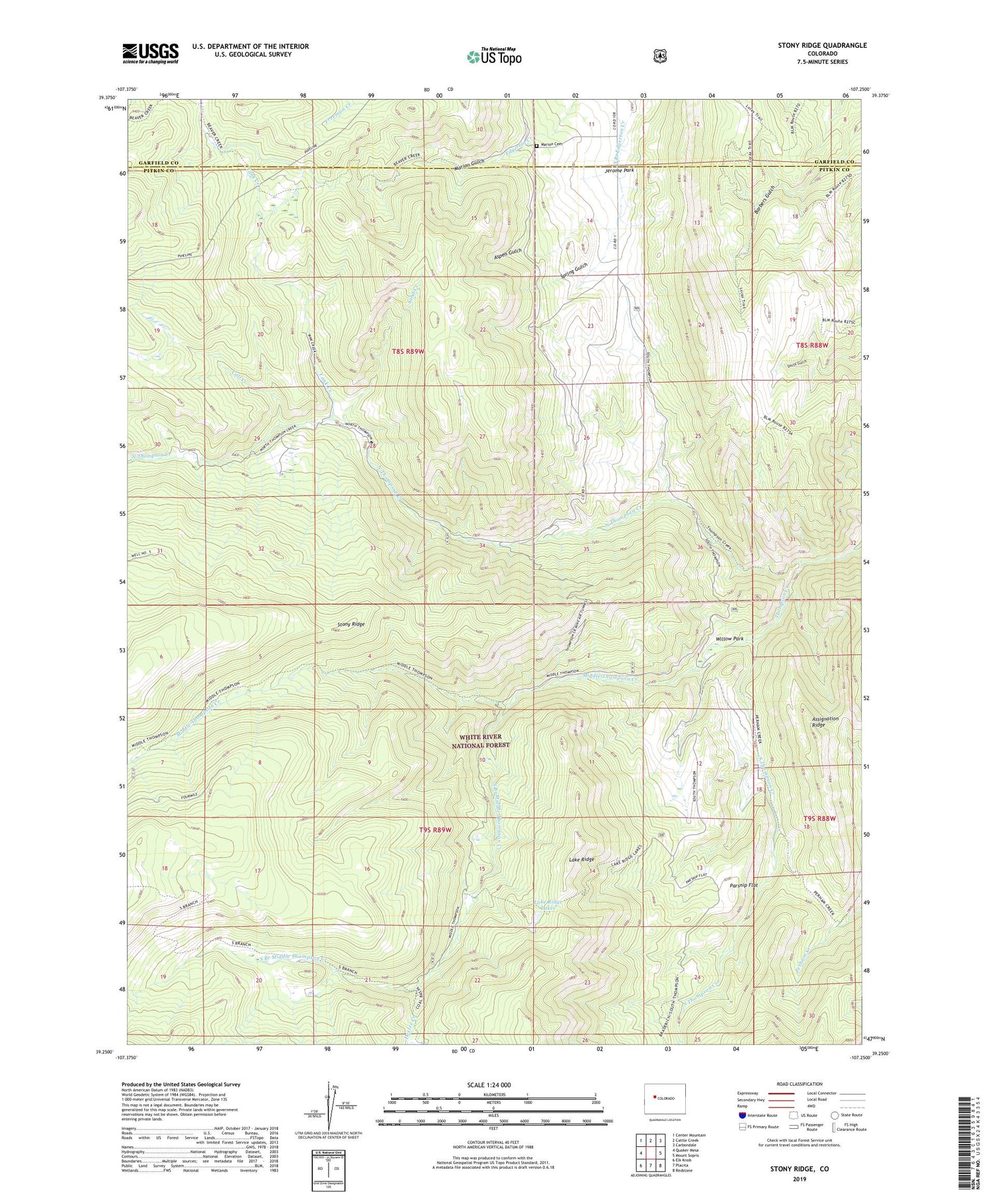 Stony Ridge Colorado US Topo Map Image