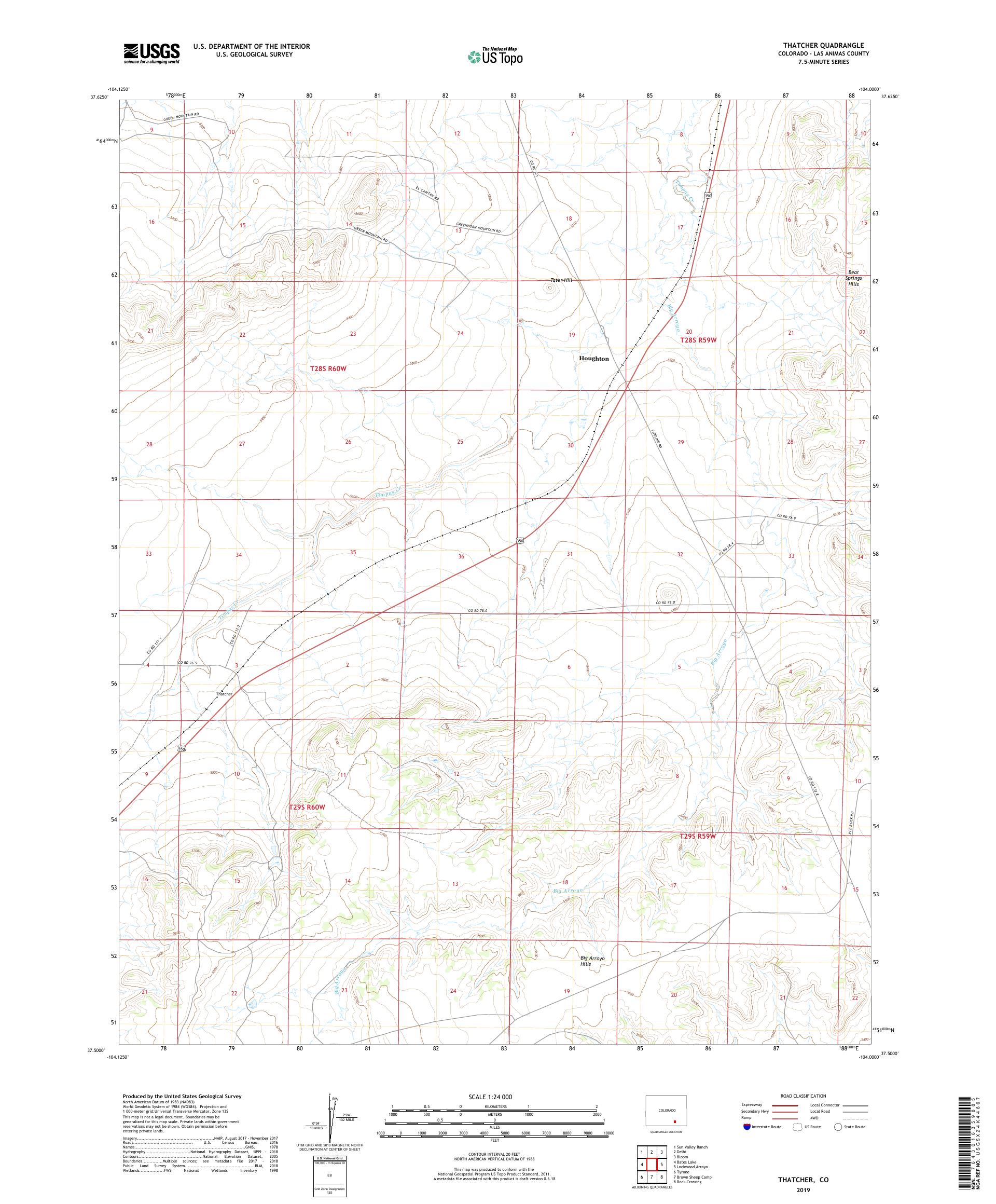 Thatcher Colorado US Topo Map – MyTopo Map Store