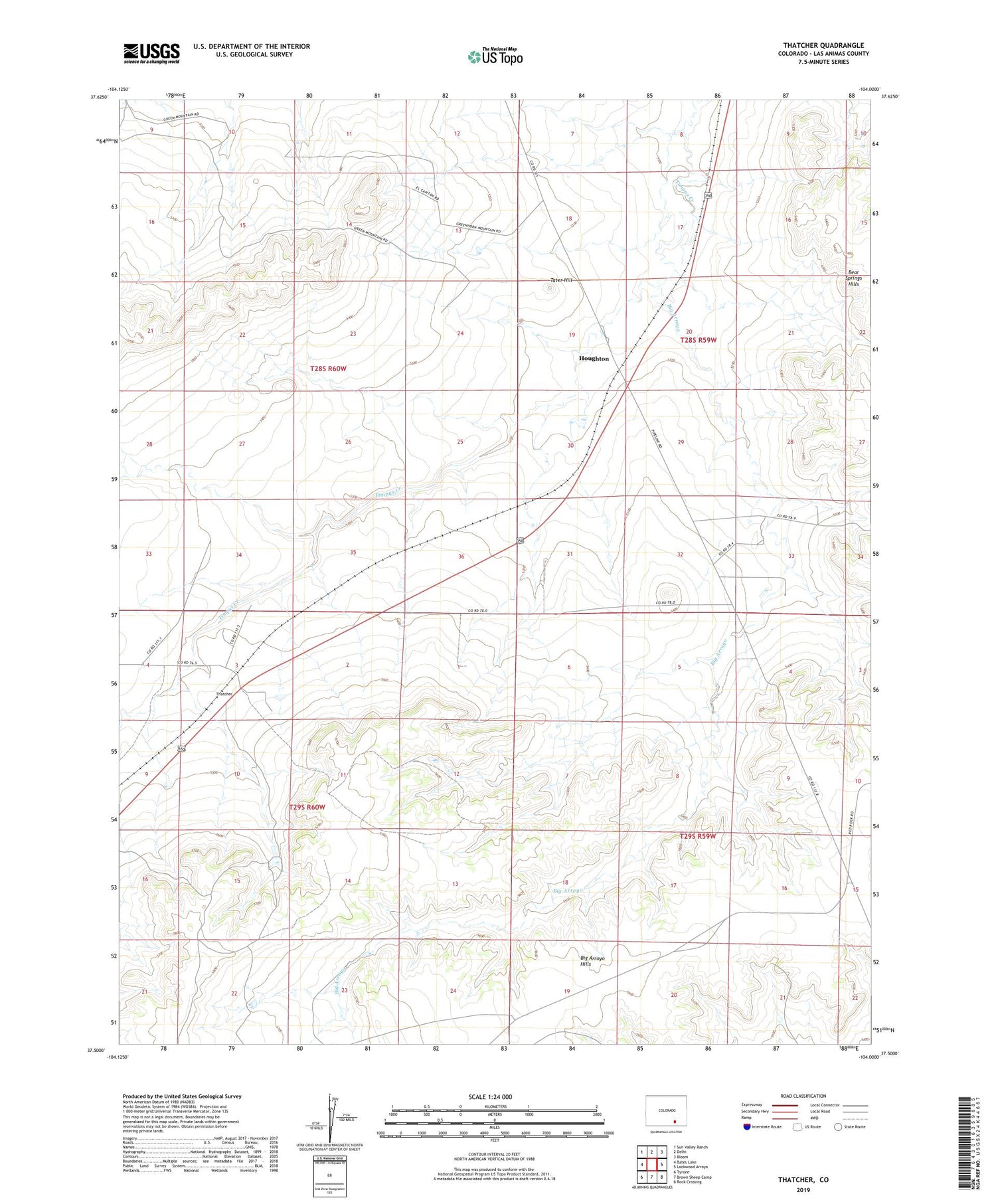 Thatcher Colorado US Topo Map Image