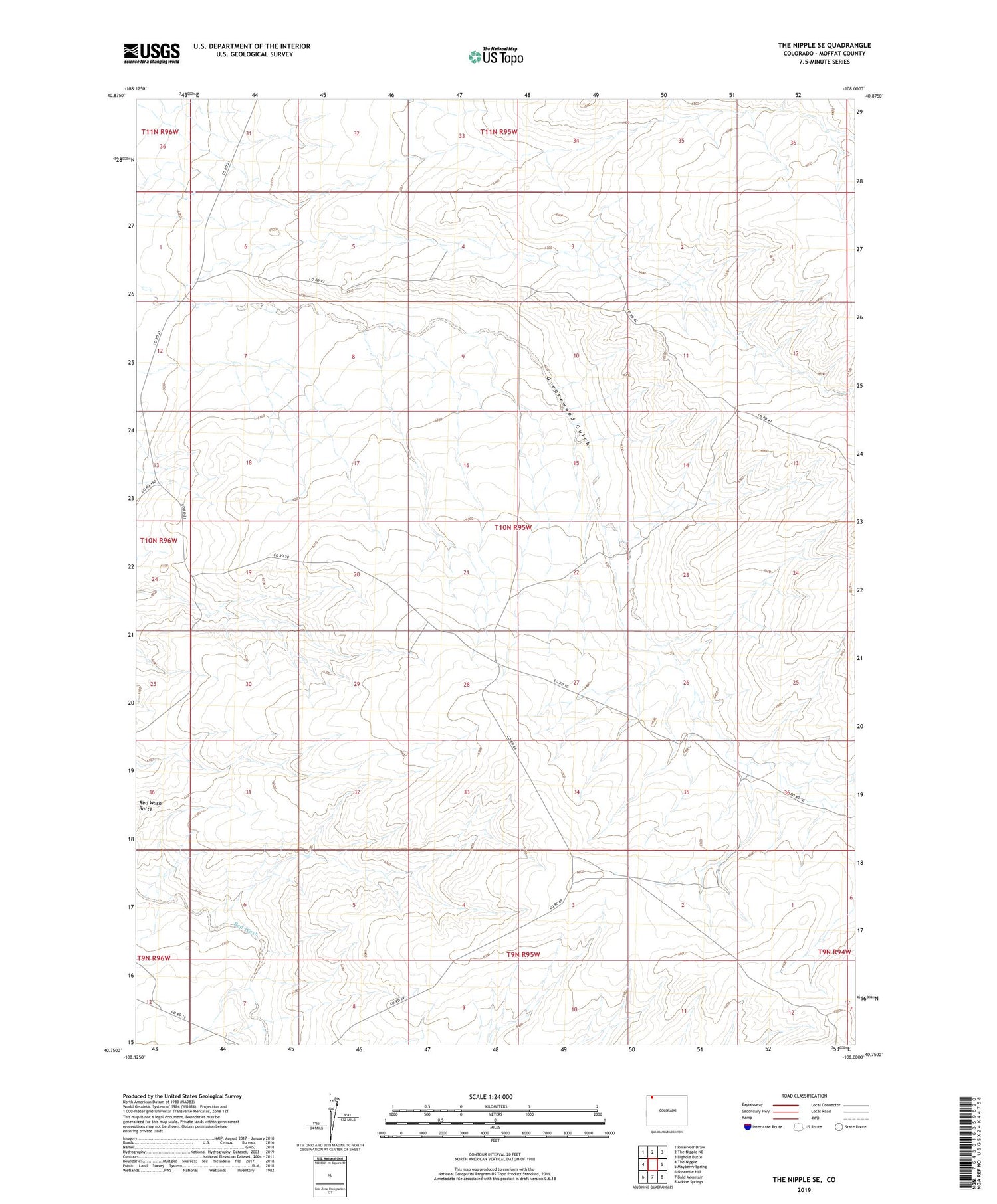 The Nipple SE Colorado US Topo Map Image