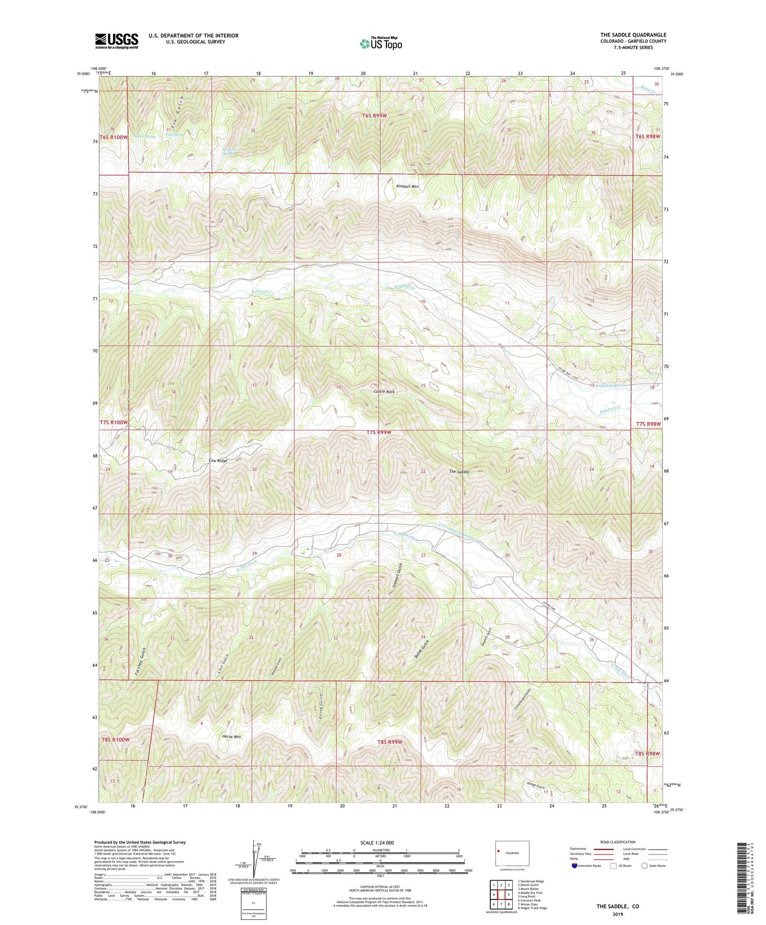 The Saddle Colorado US Topo Map Image